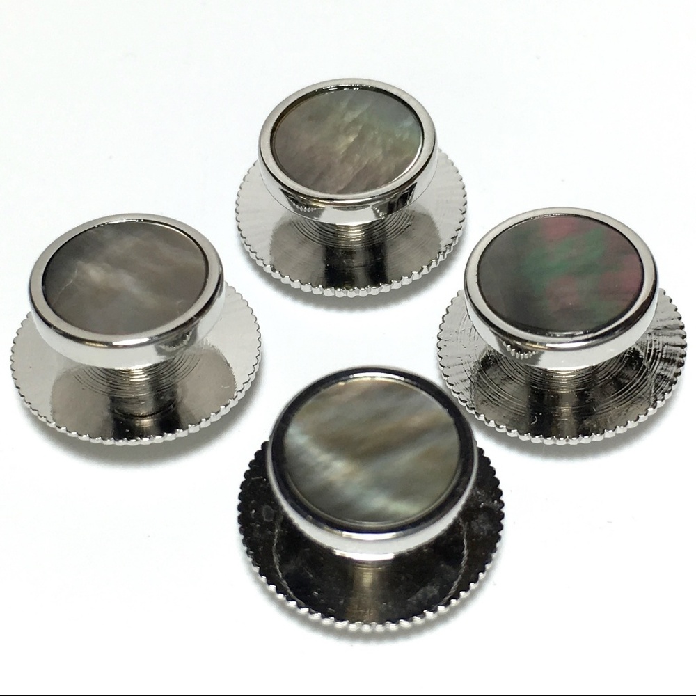 4 Silver and Abalone Tuxedo Shirt Studs